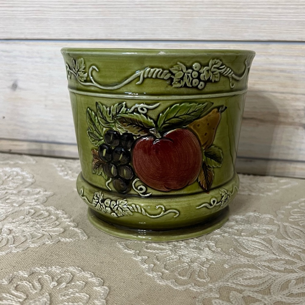 Vintage Lefton 1970 planter fruit geo